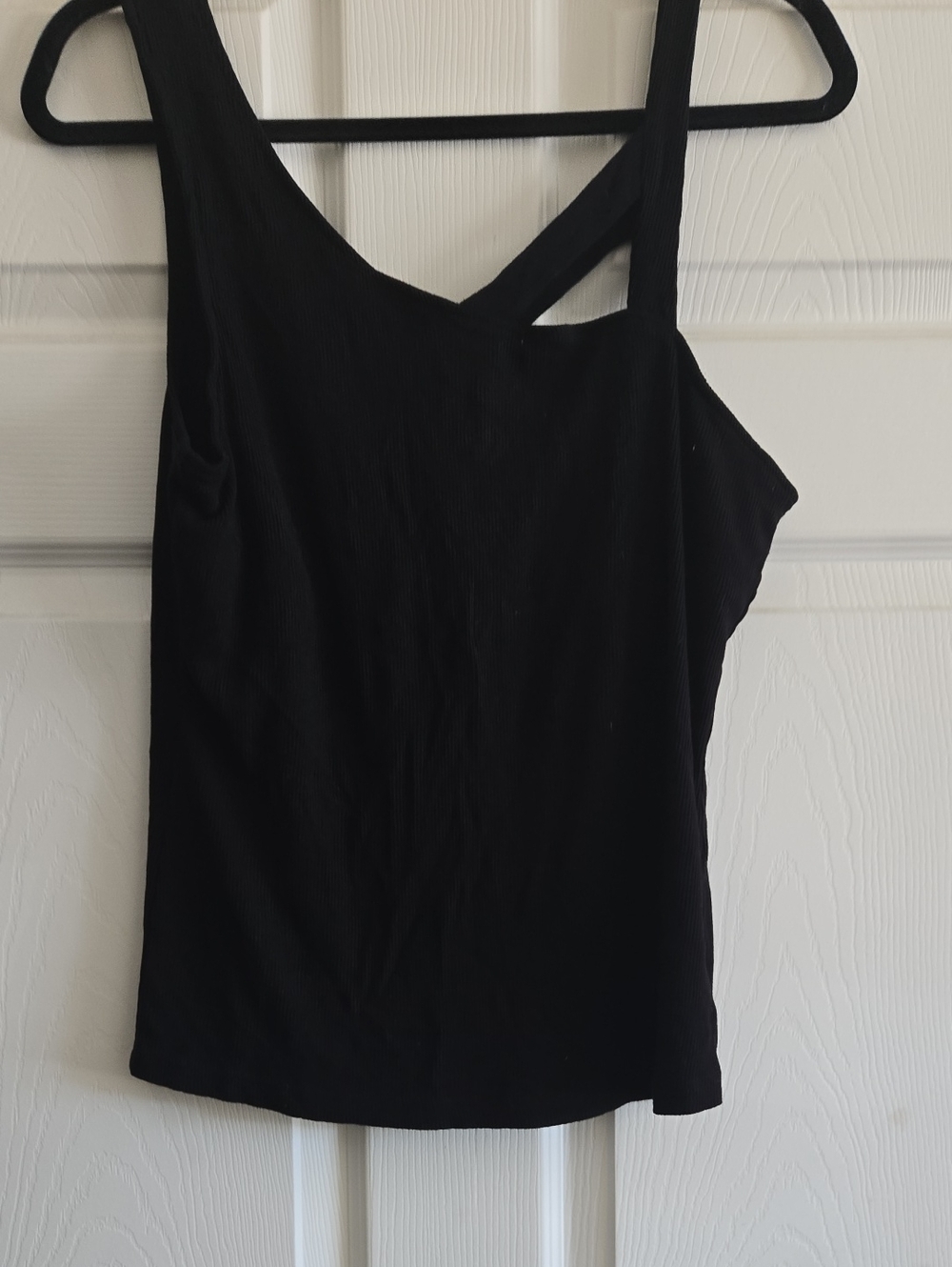 white birch Black Asymmetric Strap Tank Top